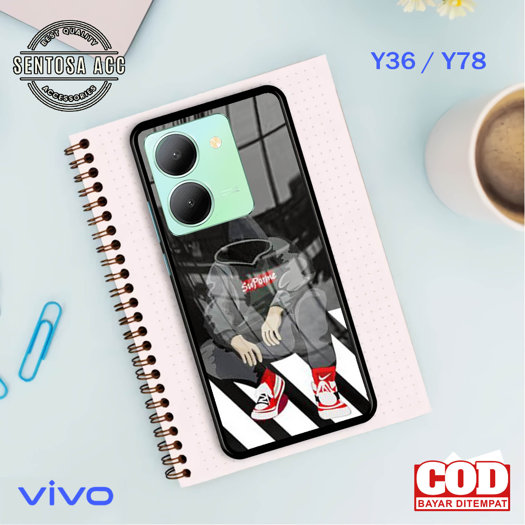 Softcase Glass Kaca VIVO Y36,VIVO Y78 - Casing Handphone VIVO Y36,Y78  [ S12 ].