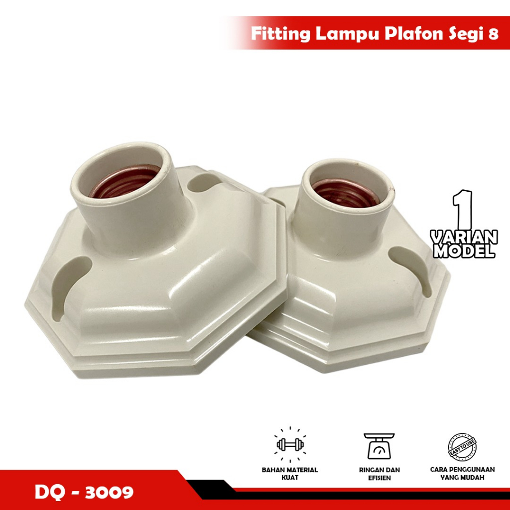 FITTING LAMPU PLAFON SEGI 8 SATU MODEL WARNA CREAM - YOSINOGAWA