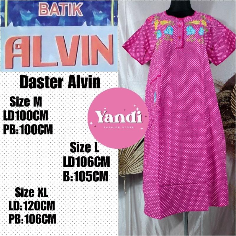 DASTER BORDIR  KATUN JEPANG LOKAL POLKADOT MERK ALVIN  LD 100 / 106 / 120 CM