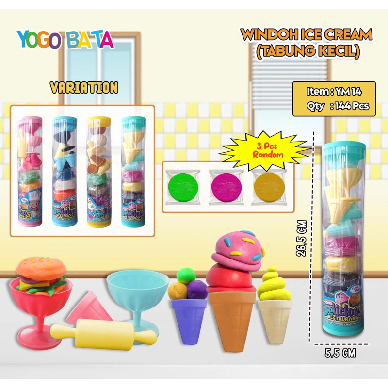 CLAY TABUNG YM 14 - 16 -17 / LILIN CETAK ES KRIM ICE CREAM / MAINAN