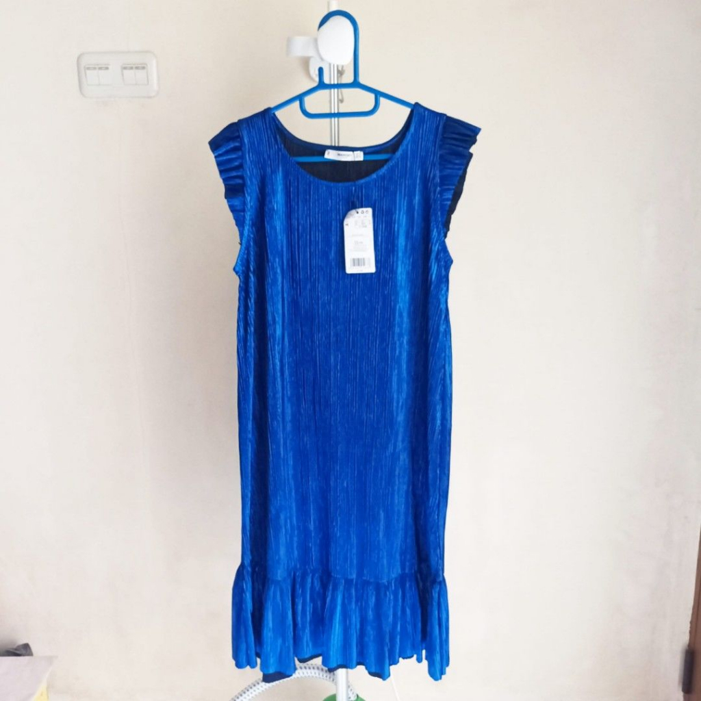 Long Dress Panjang Mango Biru Elektrik