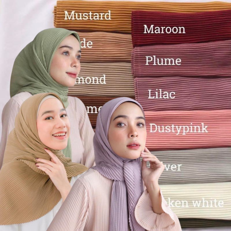 HIJAB SEGIEMPAT BELLA SQUARE PLISKET &quot;PLEATED SHAWL&quot; KERUDUNG SEGIE EMPAT BELLA PLISKET TERMURAH