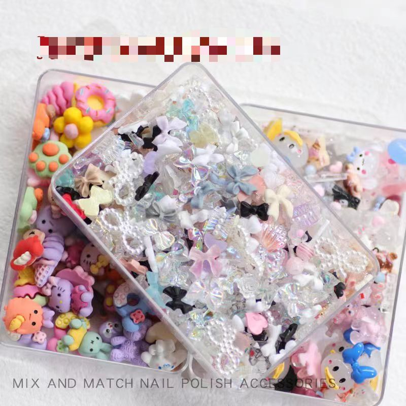 1BOX RESIN 3D TSUMTSUM DEKORASI NAIL ART BOW MIX STYLE BEST SELLER / 3D KARAKTER INSTANT NAIL ART