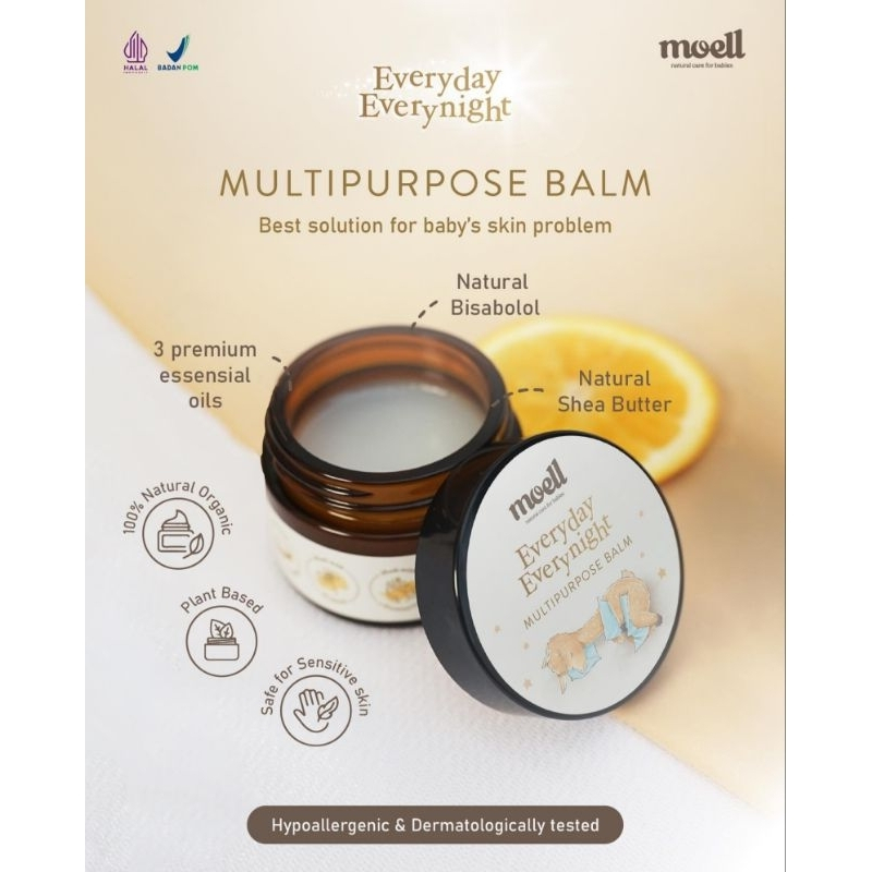 Moell Everyday Everynight Multipurpose Balm 30 gram / Balm Bayi / Pelembab Kulit Bayi