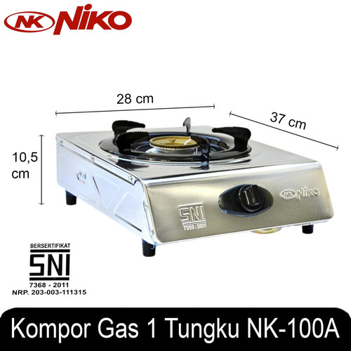 Kompor Gas LPG 1 Tungku Stainless Steel Murah Niko NK-100A / NK 100 A / NK100A