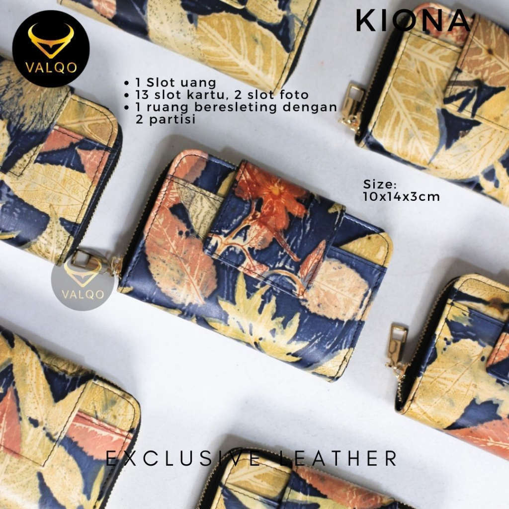 VALQO KIONA Ecoprint Dompet Kulit Sapi Dompet Wanita Dompet kecil Dompet Pendek Dompet Kartu