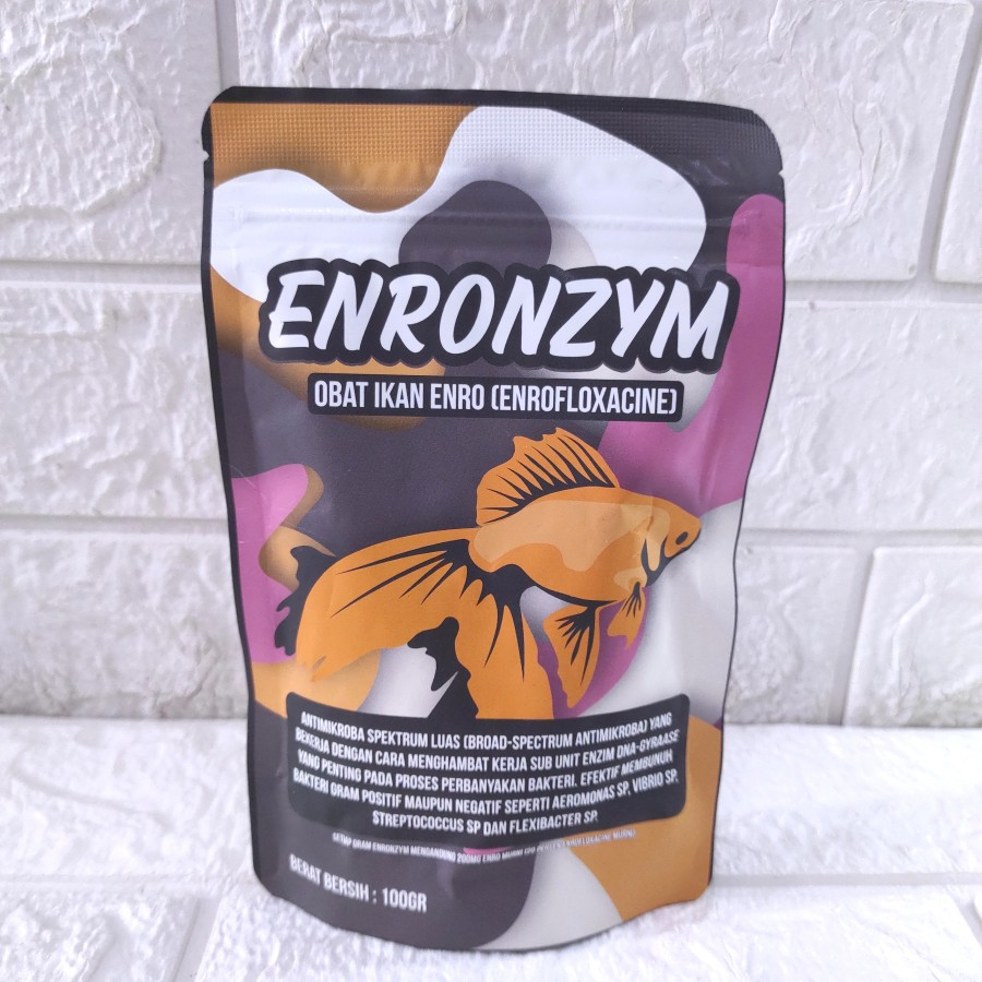 Obat ikan enro 100 gram merk ENRONZYM enrofloxacine enrofloksasin infeksi bakteri