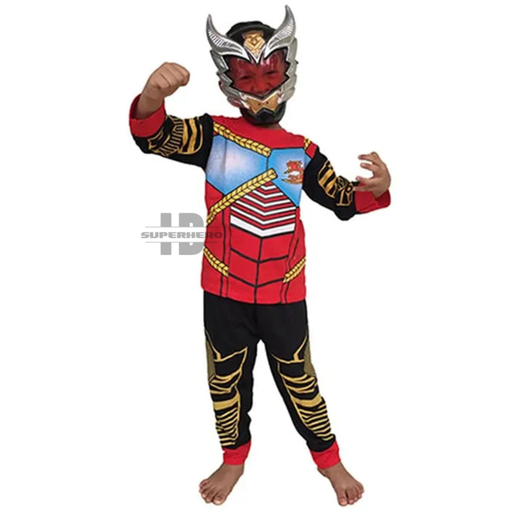 KOSTUM BIMA X SATRIA BAJA HITAM ANAK COWOK MURAH SETELAN BAJU COSPLAY KARAKTER SUPERHERO PRIA TOPENG