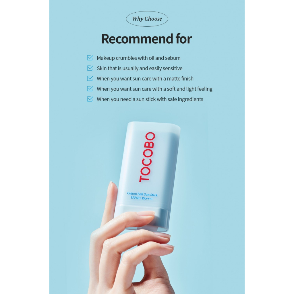 ( PROMO 7.7 ) TOCOBO - Cotton Soft Sun Stick SPF 50+PA++++ 19 gr