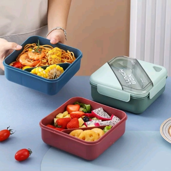 LUNCH BOX SET TEMPAT MAKAN SET KOTAK MAKAN SEKAT ANTI TUMPAH