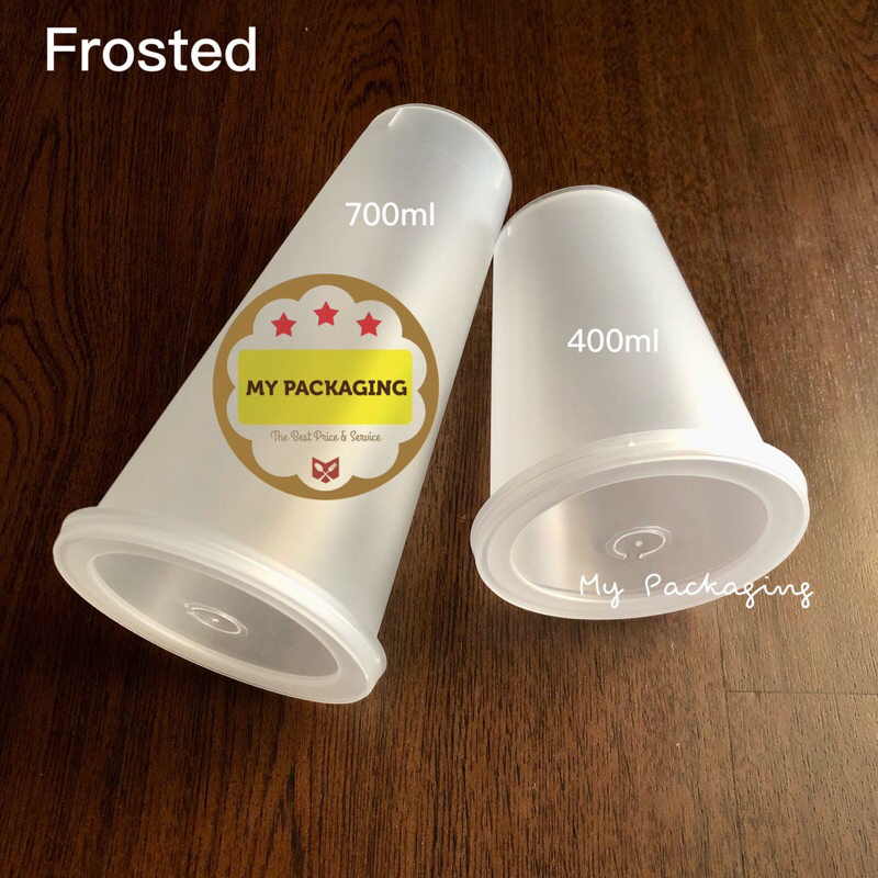 Gelas Cup PP Injection 14oz 400ml BURAM FROSTED Doff 14 oz 400 ml- 25set