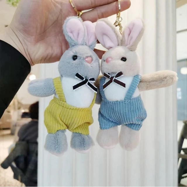 Gantungan kunci boneka rabbit bora classic besar import fluffy