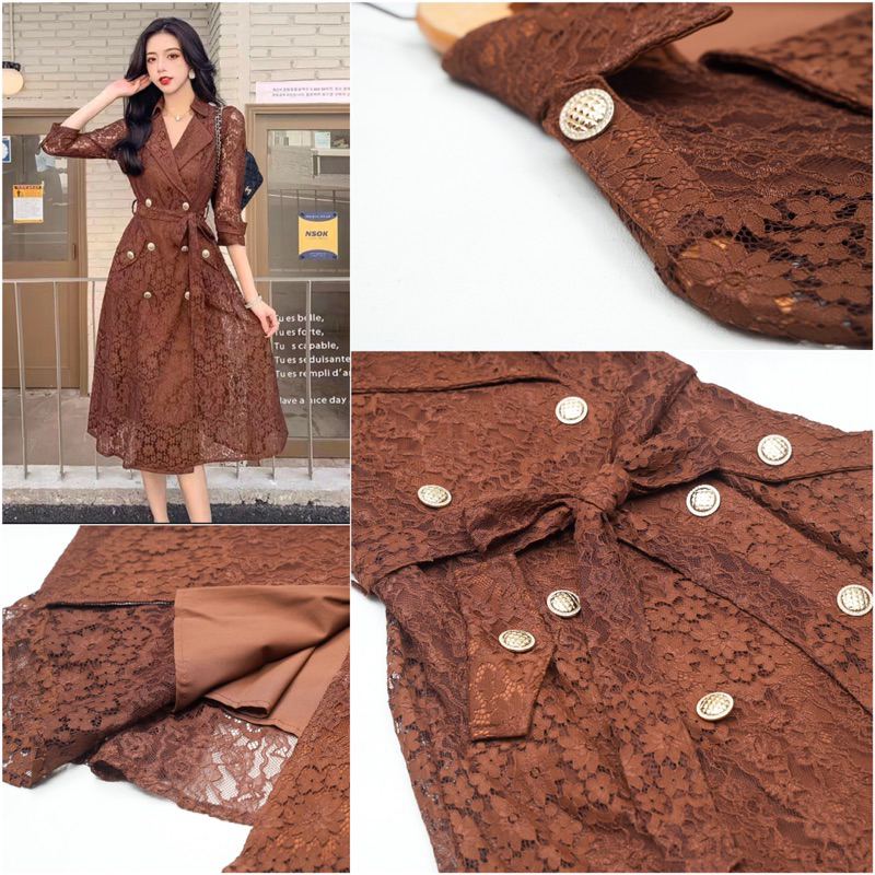 PAKAIAN WANITA LONG DRESS BROKAT SLIMFIT PREMIUM