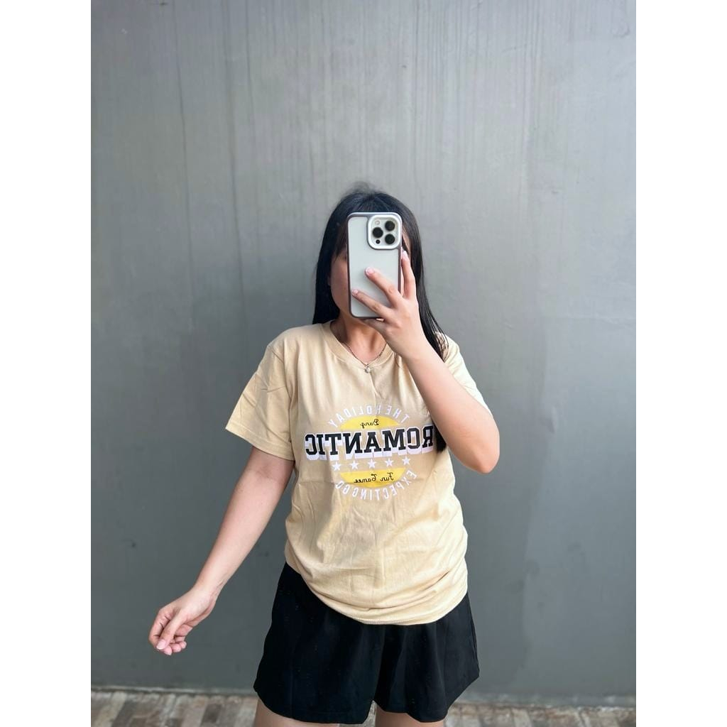 ROMANTIC TSHIRT l BAJU KAOS TUMBLR TEE KAOS WANITA OVERSIZE POLOS COTTON COMBED 30'S KOREA FASHION