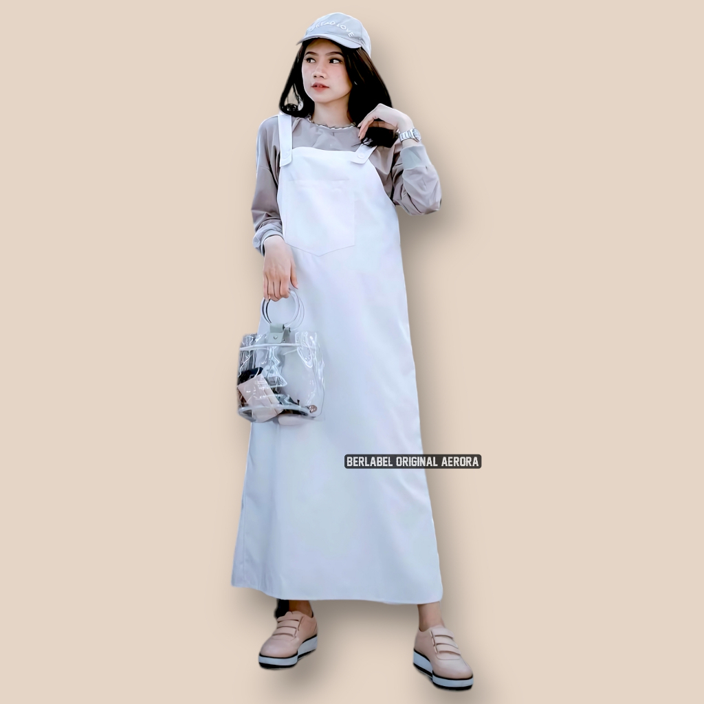 DB - ANYA OVERALL BASIC POLOS WANITA / AC OVERALL ROK MUSLIMAH KOREAN  STYLE / Baju Kodok Anya Overall Overal Rok Wanita Motif Polos