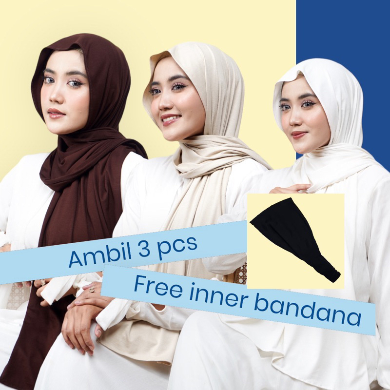 PASHMINA KAOS RAYON AMBIL 3 FREE 1 INNER BANDANA