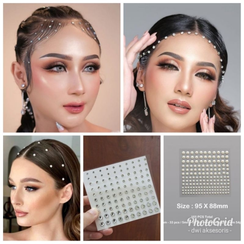 Hiasan rambut mutiara tempel manik manik tempel pearl sticker/mutiara rambut/stiker wajah korea