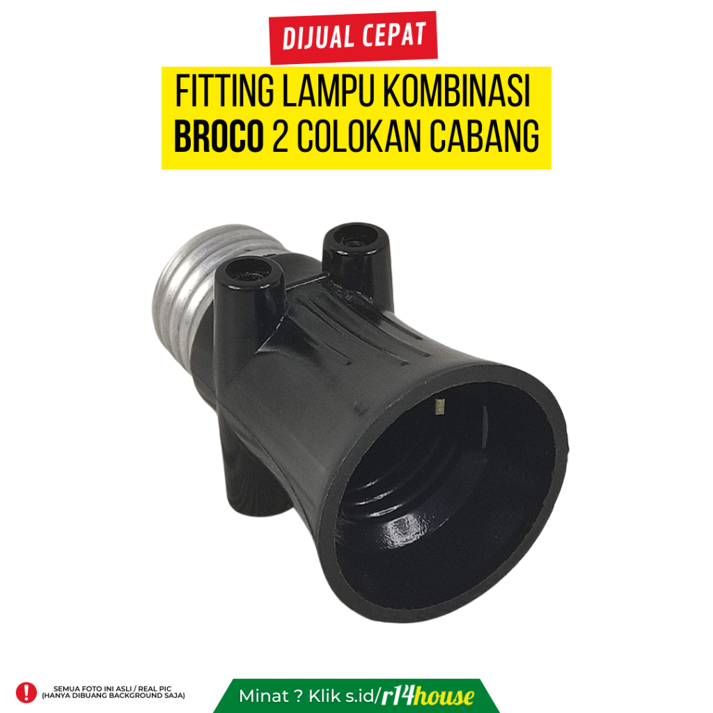 FITTING LAMPU KOMBINASI BROCO 2 COLOKAN CABANG