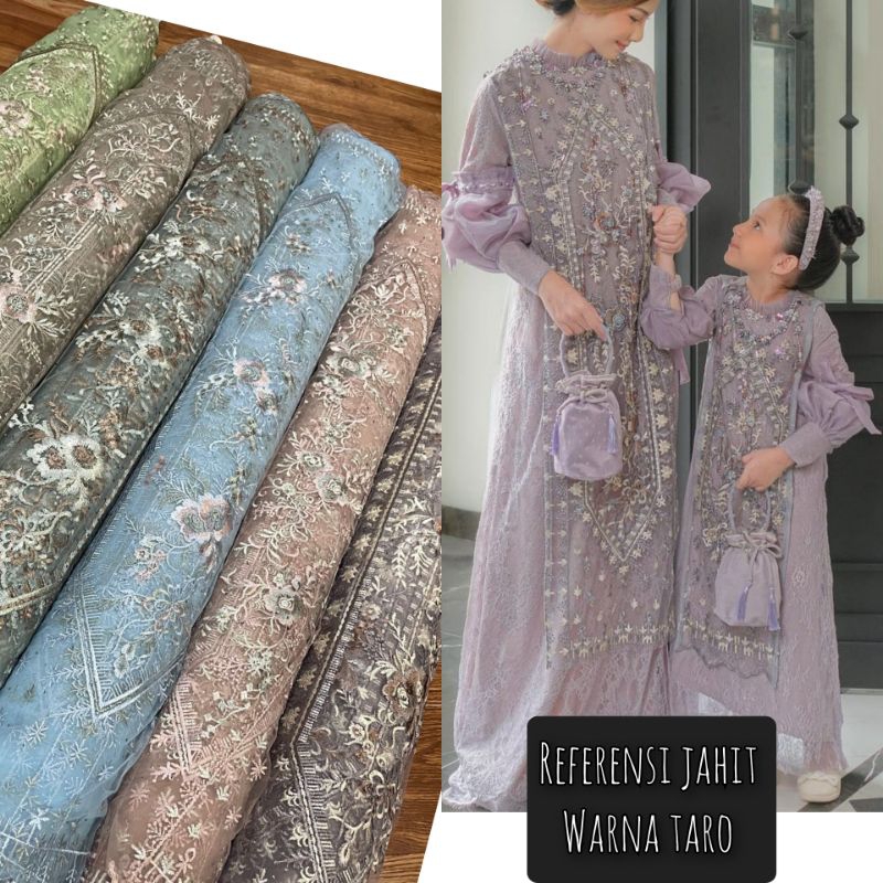 (HARGA PERKOTAK) BAHAN KEBAYA.TILE KOREA RAMBAT, tulle sapto