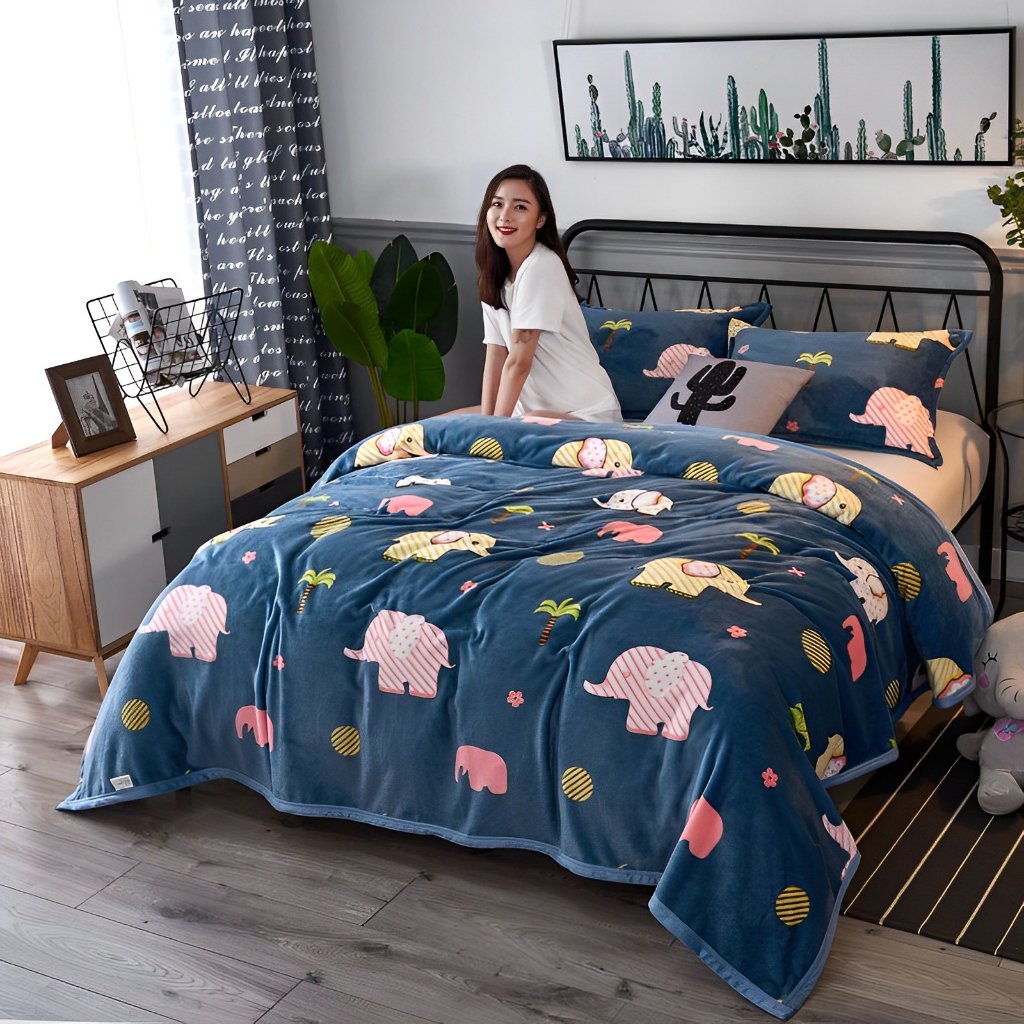 Selimut Bulu Dewasa Super Tebal Ukuran Jombo 200x230 Motif Keren Terlaris Super Halus Berkualitas