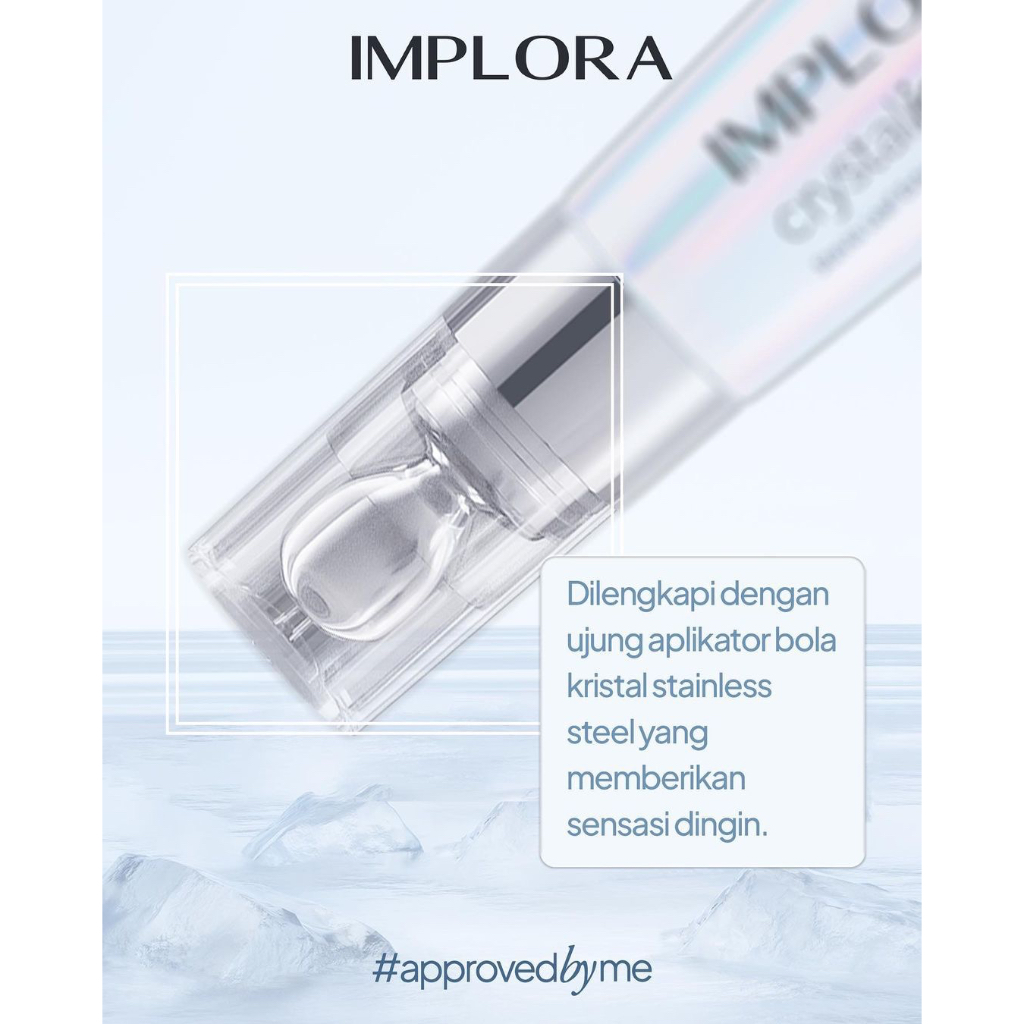 IMPLORA Crystalice Eye Serum Indonesia / Serum Mata 20ml / Stevia Leaf Extract Sodium Hyaluronate Peptide Morus Alba / Mencerahkan Mata Panda Menyamarkan Kerutan Garis Lingkar Hitam Halus Anti Aging Penuaan Dini / Skincare Eyes Care Series / Treatment