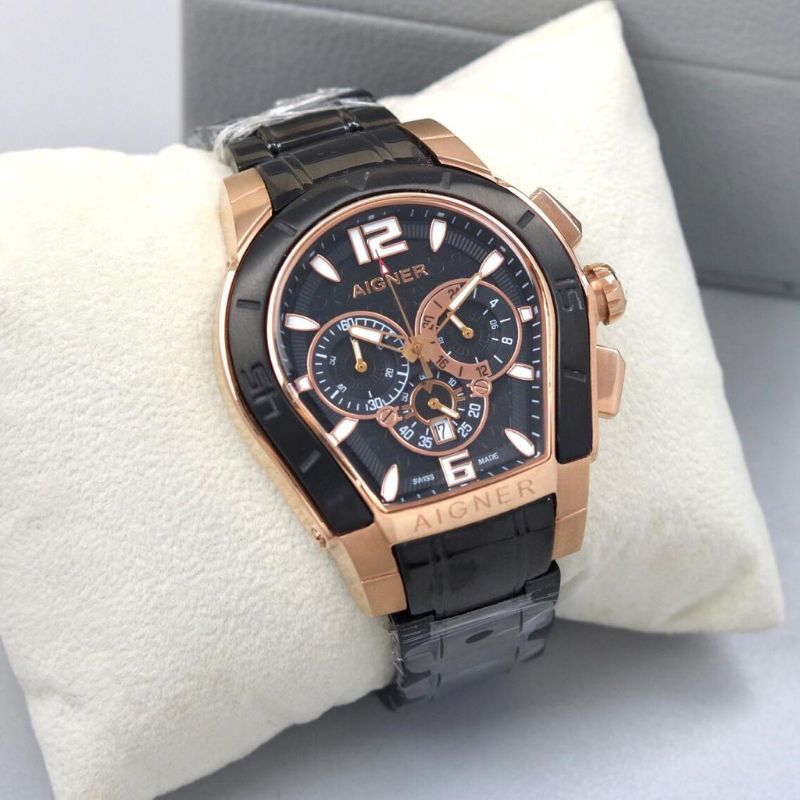 Aigner Palermo A58500 Chronograp Super Premium Graden AAA - Aigner Palermo Hitam Rosse Gold