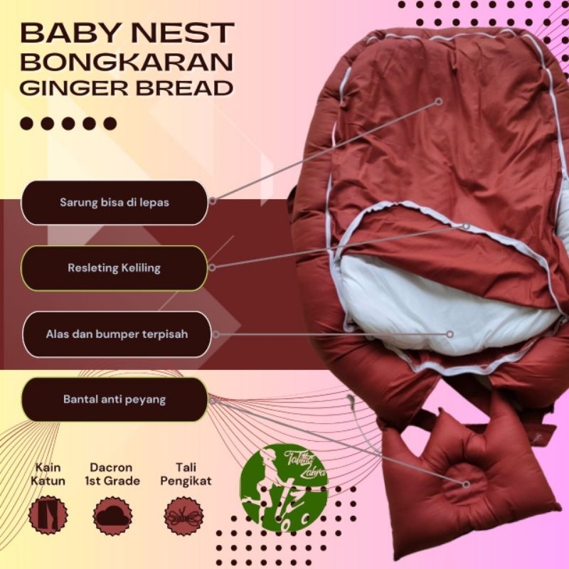 READY STOCK BABY NEST polos premium kasur bayi / BABYNEST ZIPPER Free Bantal Peang/ Babynest sarung bisa dilepas
