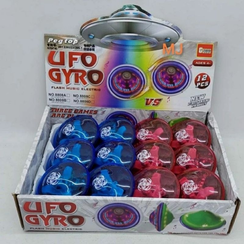 Mainan Gasing Ufo Gyro Lampu &amp; Musik - Gangsing Baterai Anak Laki Batre