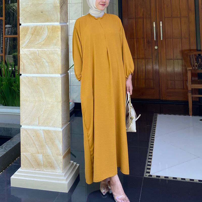 MIDI DRESS LENGAN 3/4 LENGAN BALON KARET JUMBO LD 120 BUSUI FRINDLY