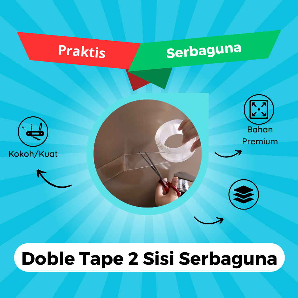 

Double Tape Isolasi Selotip IVY Grip Tape 2 Sisi Kuat Dicuci Tanpa Bekas Multifungsi 3 dan 5 meter / Double Tape Super/ Nano double tape