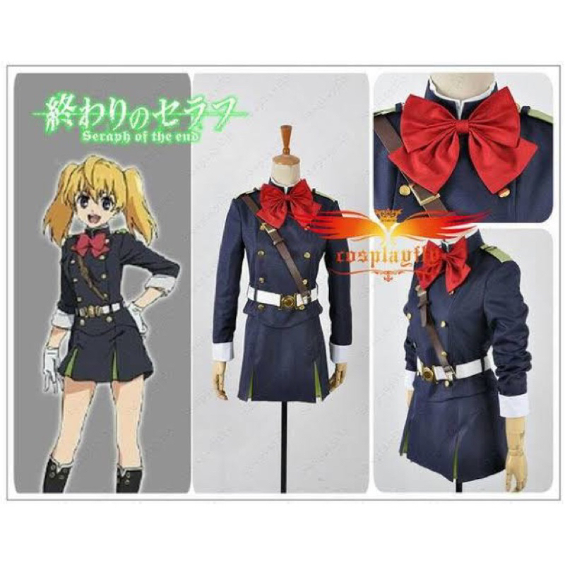 Mitsuba Sangu Owari No Seraph Costume Cosplay Seifuku Pedang Wig Fullset