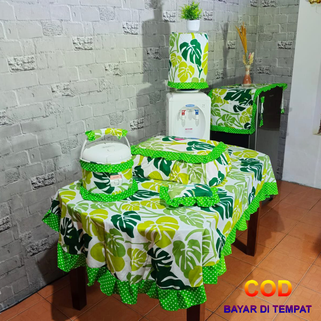 ✅COD Paket Kitchen Set Isi 8 Pcs Taplak Meja Makan Oval Sarung Galon Mejikom Magicom Cover Tutup Kulkas Tudung Saji Persegi Panjang Kotak Tempat Tisu Tissue Tissu Perlengkapan Dekorasi Dapur Rumah Tangga Aesthetic Estetik Mewah Murah Aneka Motif Terbaru