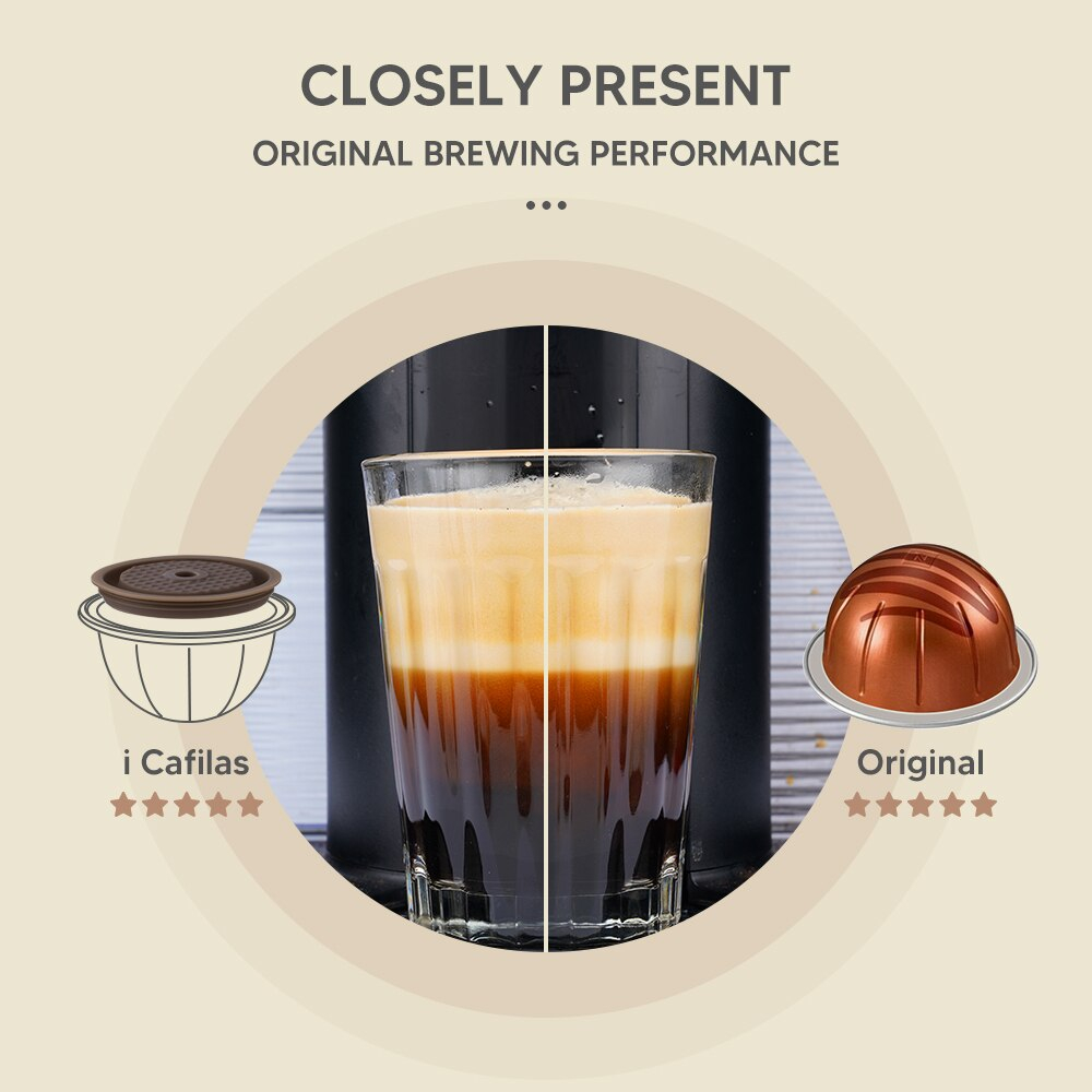 iCafilas Tutup Kopi Kapsul Reusable Lid for Nespresso Vertuo Capsule - I404ML - Brown