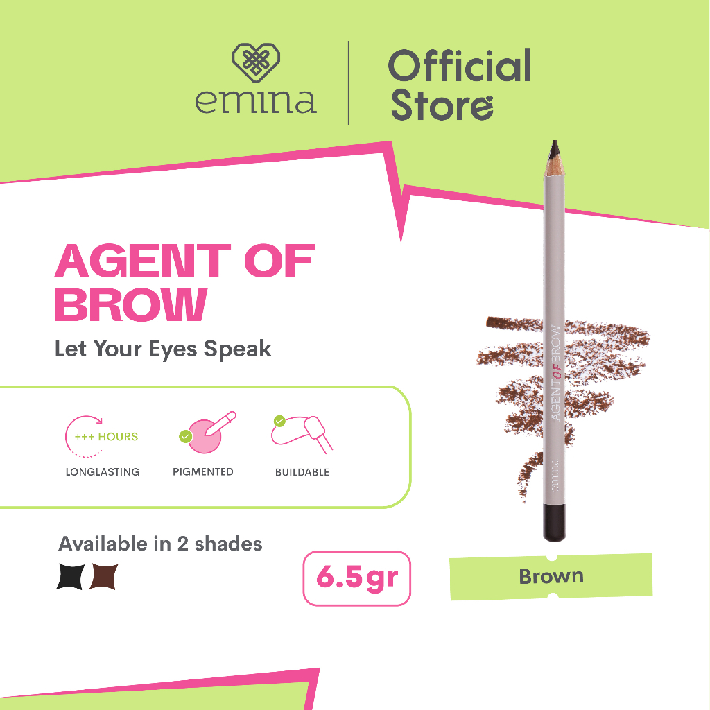 MFI - Emina Agent of Brow | Pensil Alis Tekstur Creamy, Pigmented | Netto 1.2 g