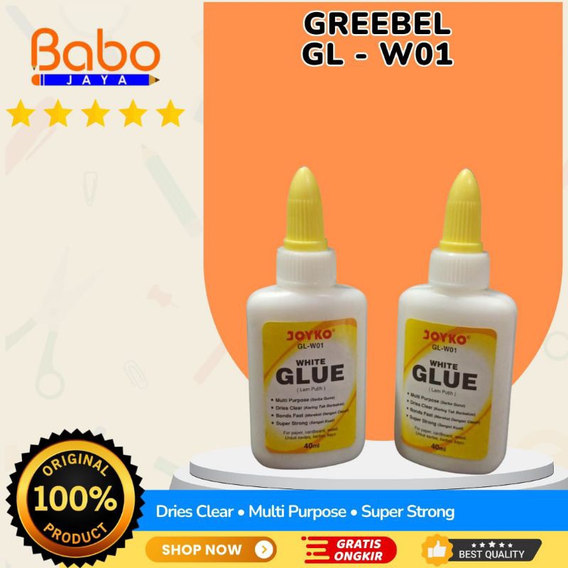 

BABO JAYA Lem Cair , White Glue , Lem Kertas Joyko GL-W01 . Cocok Digunakan Untuk Anak Sekolah .