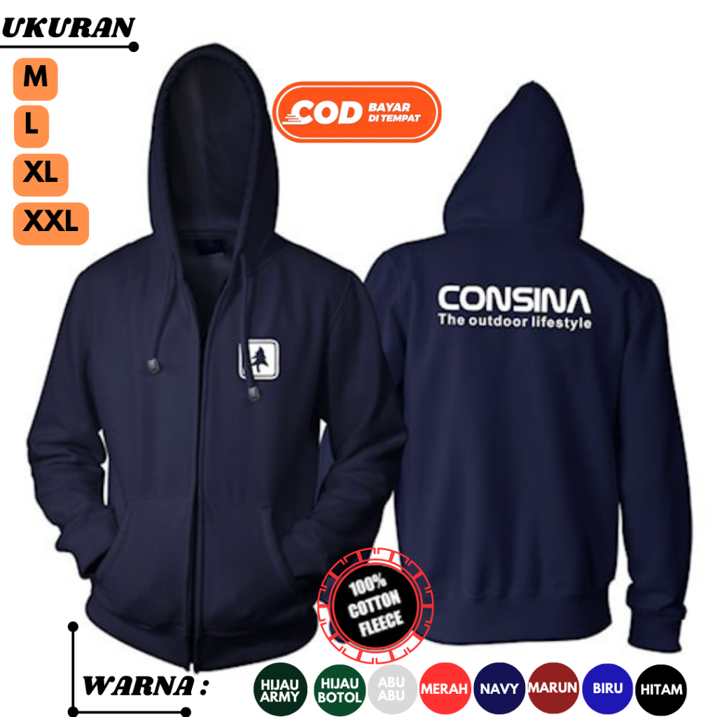 Jaket Keren Pria Wanita Consina Premium 100% Original Cotton fleece Tebal Halus Branded Import Kekin