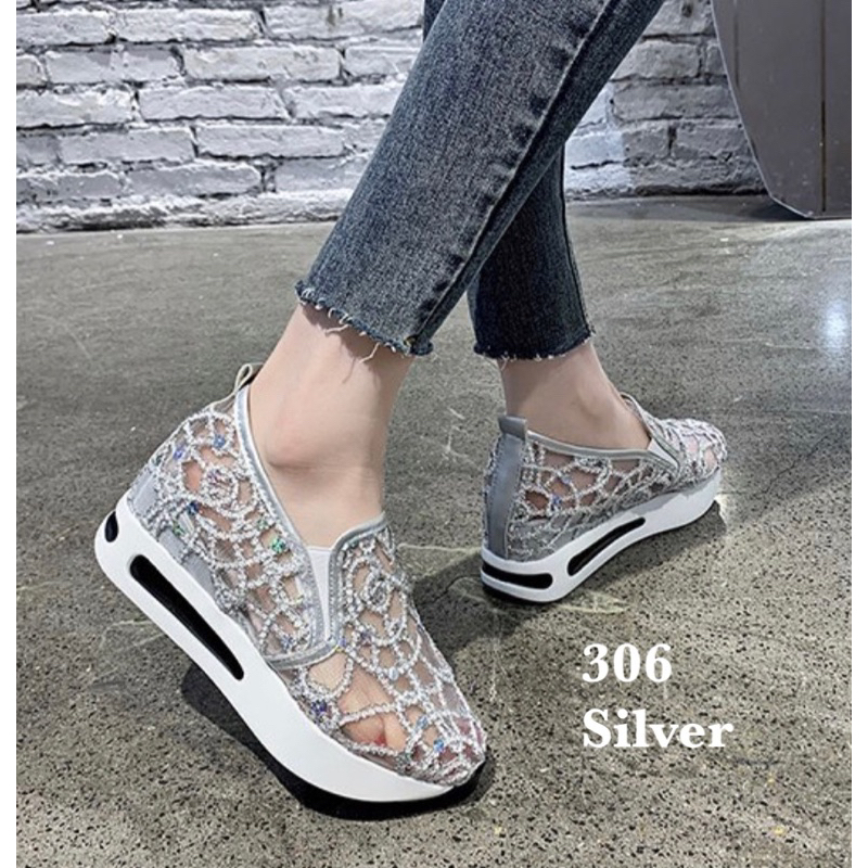 SEPATU WEDGES IMPOR 306 TINGGI BLINK BLINK BAHAN RINGAN NYAMAN