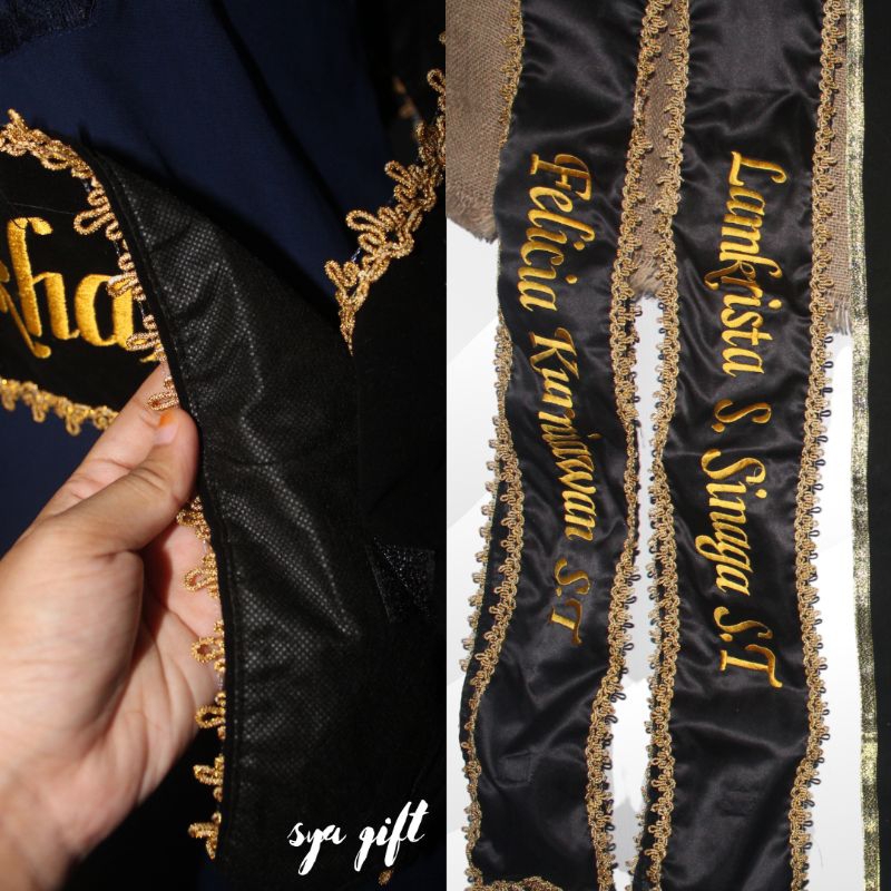 Selempang wisuda custom satin renda| selempang custom wisuda tahfidz sash