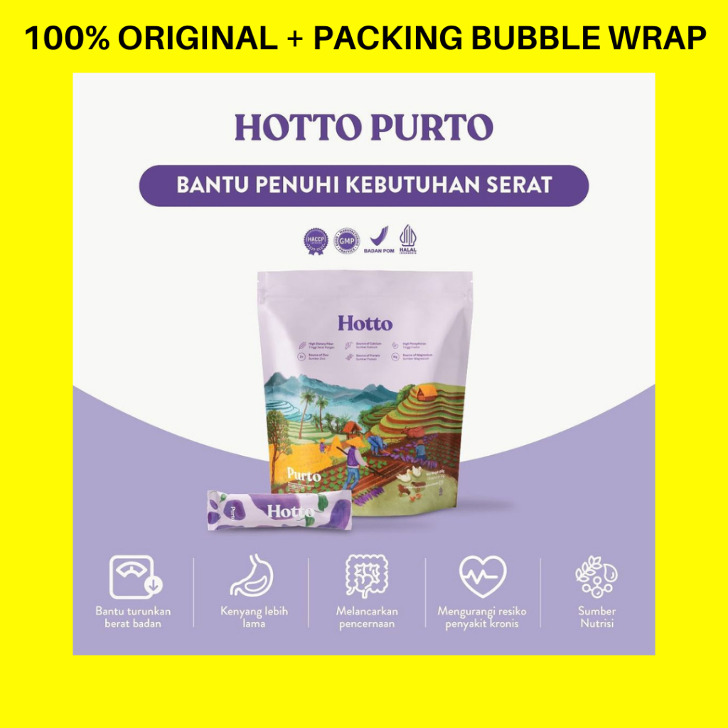 

HOTTO PURTO 1 POUCH ISI 16 SACHETS MINUMAN KESEHATAN MULTIGRAIN DENGAN UBI UNGU HALAL BPOM ORIGINAL