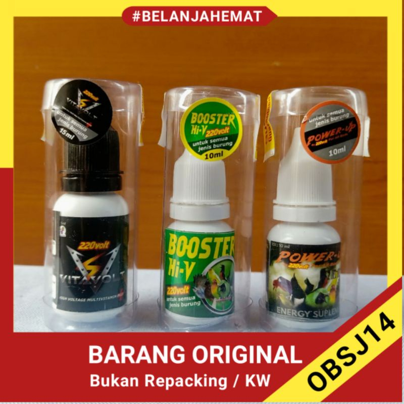 1 PAKET VITAMIN DOPING BURUNG PLECI DARI 220 VOLT VITAVOLT DAN POWER UP DAN BOOSTER HI-V BONGKAR ISI