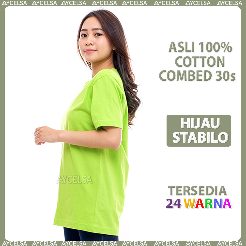 Kaos Polos Wanita Lengan Pendek Hijau Stabilo / Atasan Wanita Lengan Pendek Hijau Neon
