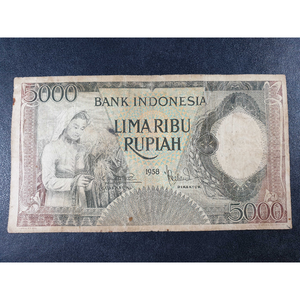 Uang Kuno Indonesia 5000 Rupiah Tahun 1958 F (3)