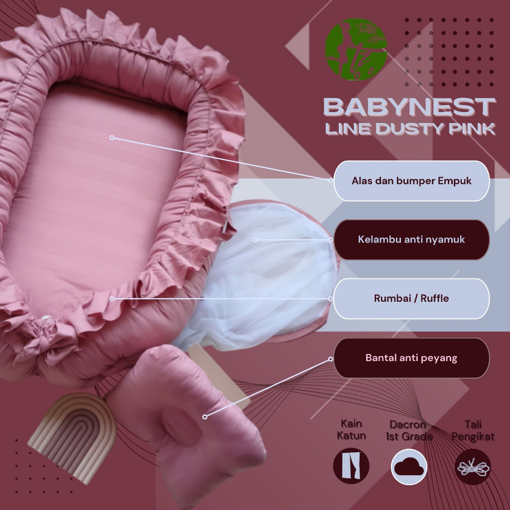 Paket hemat babynest ruffle dan kelambu bantal anti peyang kasur bayi rumbai kado lahiran murah terbaik