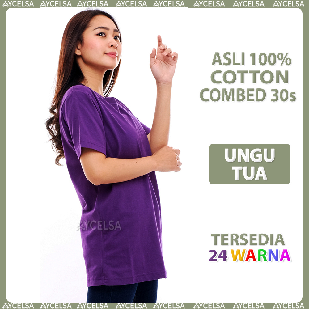 Kaos Polos Wanita Lengan Pendek Ungu Tua / Atasan Wanita Lengan Pendek Ungu