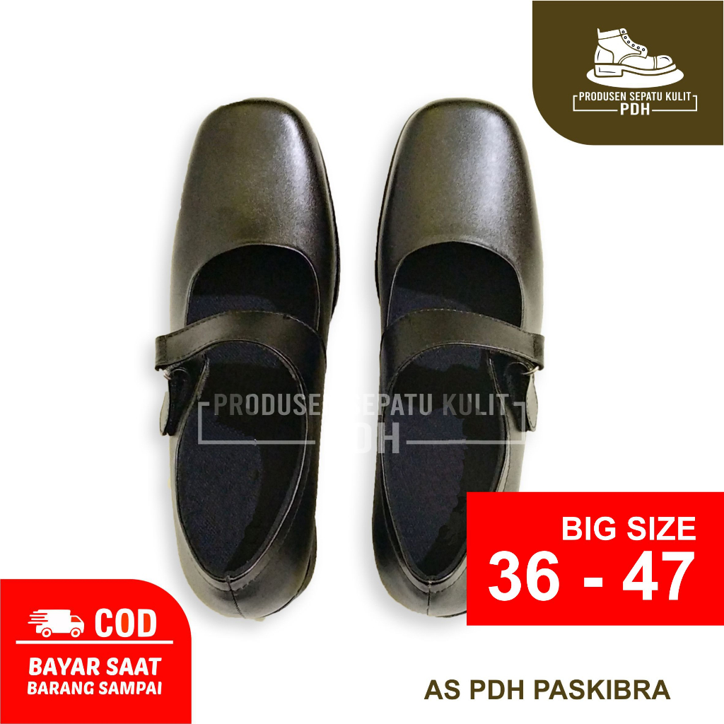 READY 36 - 43 44 45 46 47 SEPATU PANTOFEL WANITA PASKIBRA SEKOLAH KULIT HITAM POLOS SEPATU FORMAL PEREMPUAN