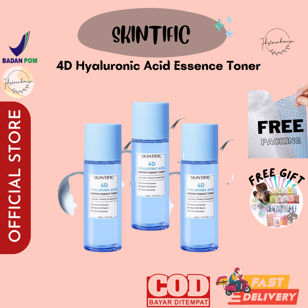 SKINTIFIC 4D Hyaluronic Acid (HA) Barrier Essence Toner Hydration Toner Defeat Dryness In10S 100ML Toner Pelembab