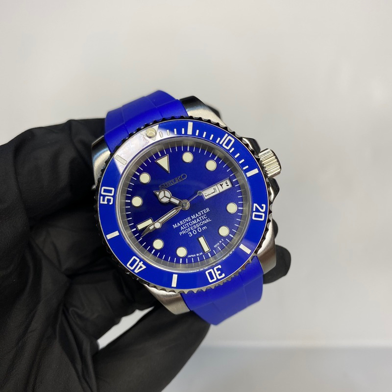 Jam Tangan Seiko Mod Marine Master NH36 Automatic Arabic Daydate Rubber Strap Submariner Watch