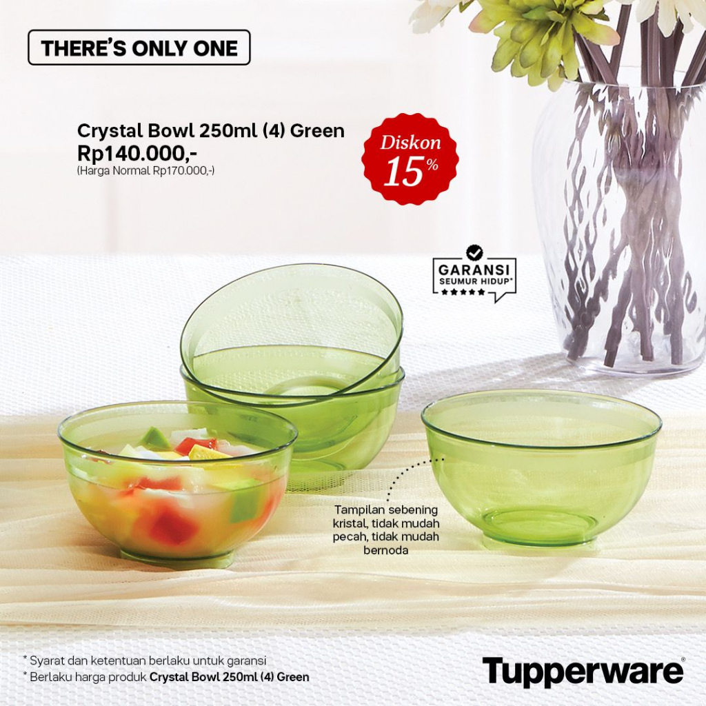 Crystal Bowl Set / Paket Wadah Saji Mangkuk Tupperware Original Termurah