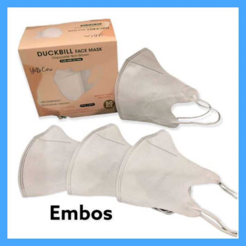 MASKER DUCKBILL Y&amp;B CARE EMBOS KUALITAS PREMIUM ISI 50 PCS /BOX