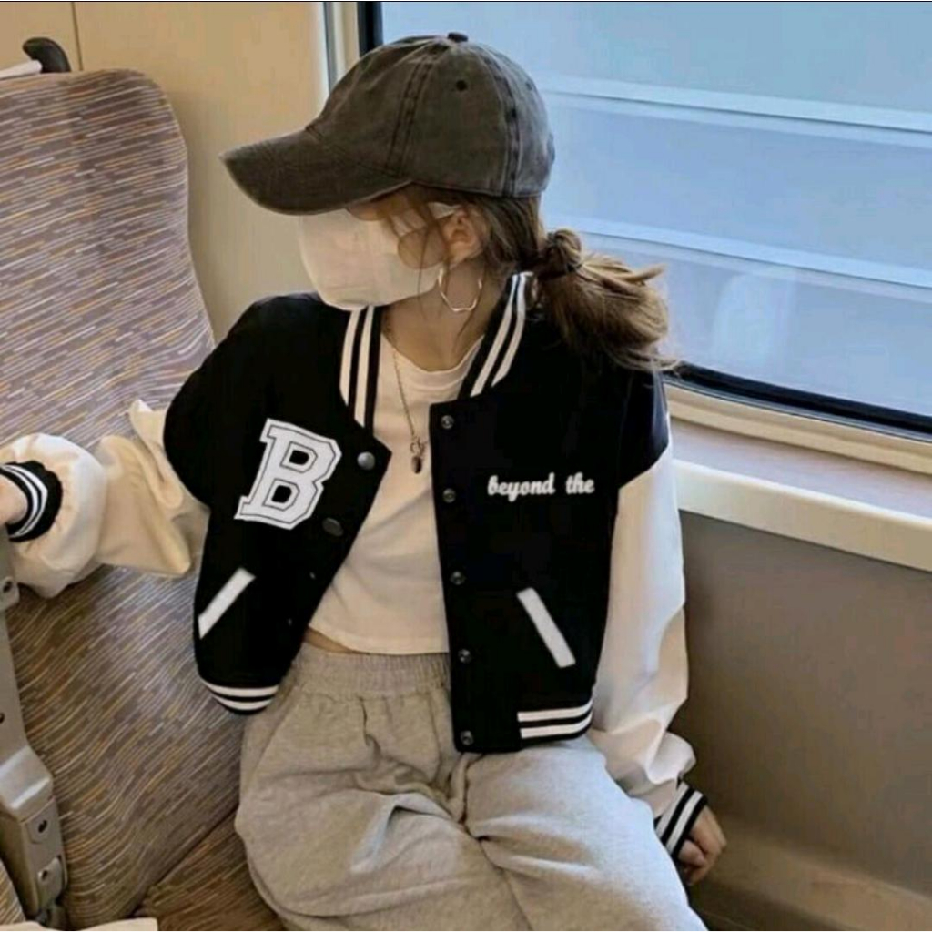 JACKET VARSITY | VARSITY CROP | JAKET WANITA KOREA | JACKET BASEBALL